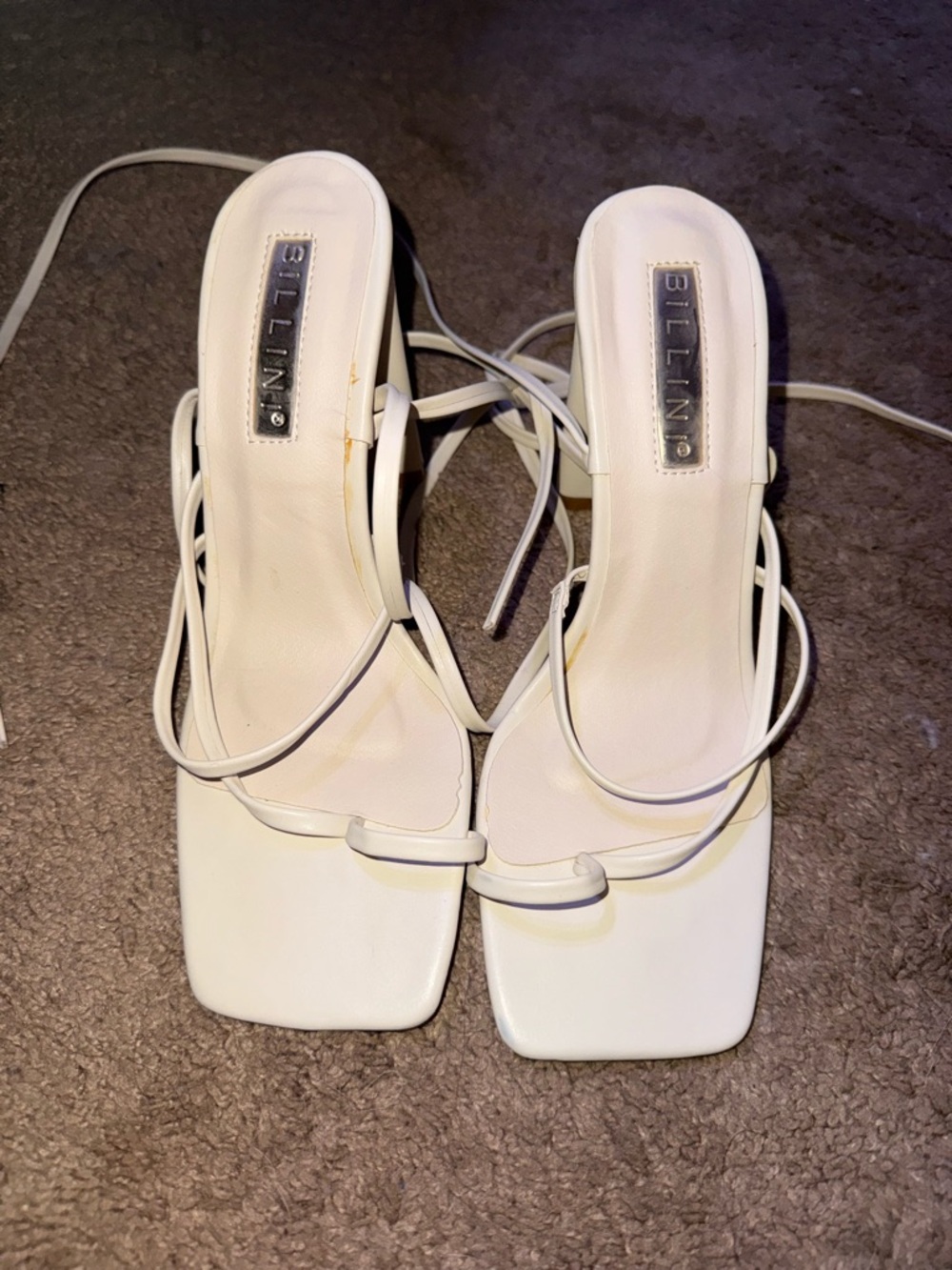 Billini White Square-Toe Strappy Heeled Sandals